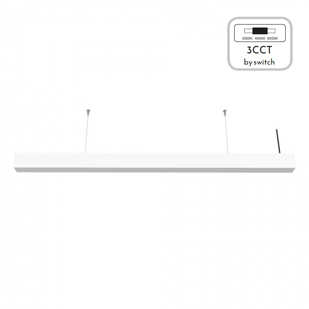 InLight Κρεμαστό φωτιστικό LED 40W 3CCT (By Switch) από αλουμίνιο σε λευκή απόχρωση D:120cm (6072-120-WH)