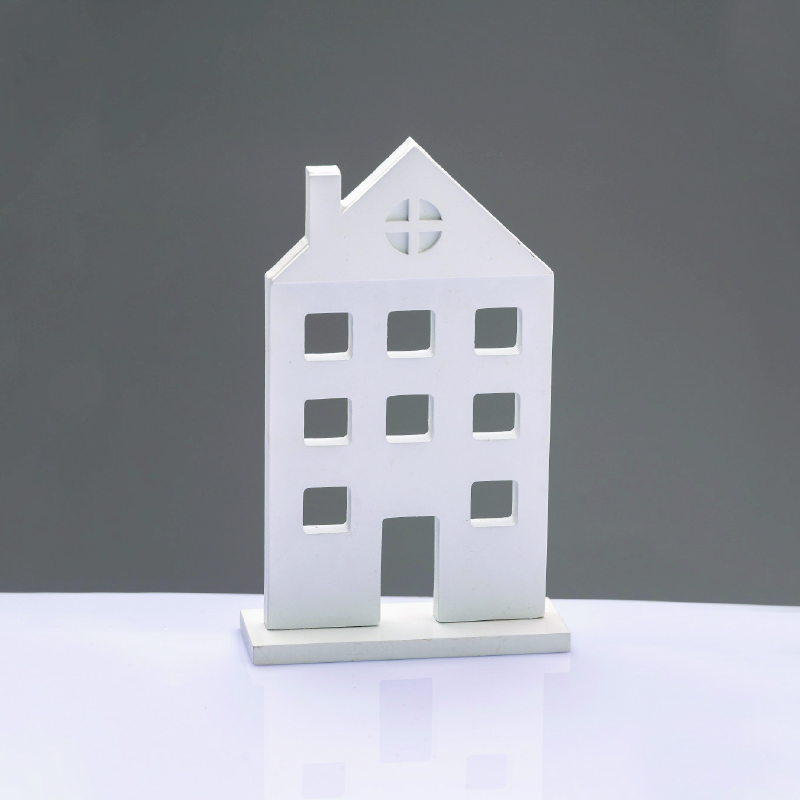^WOODEN DECORATIVE WHITE HOUSE WITH BASE ΔΙΑΚΟΣΜΗΤΙΚΟ ΜΟΤΙΦ 14*5*23cm^